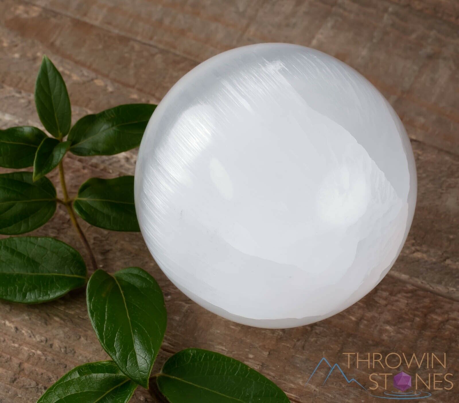 Selenite Crystal Sphere - Carved Selenite, Crystal Ball, Gift, Home Decor, E0491