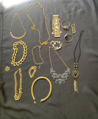 Jewelry Lot Chain Bracelets And Necklaces Gold Tone
